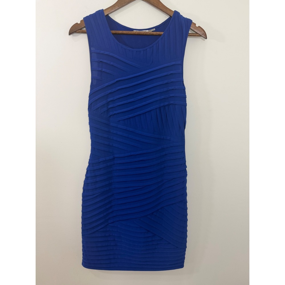 Calvin Klein Royal Blue Bandage Sheath Dress CD1A1XT8 Women 4 Sleeveless Pleated